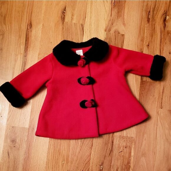 Starting Out Rosette Red Fleece Coat - Picture 5 of 5